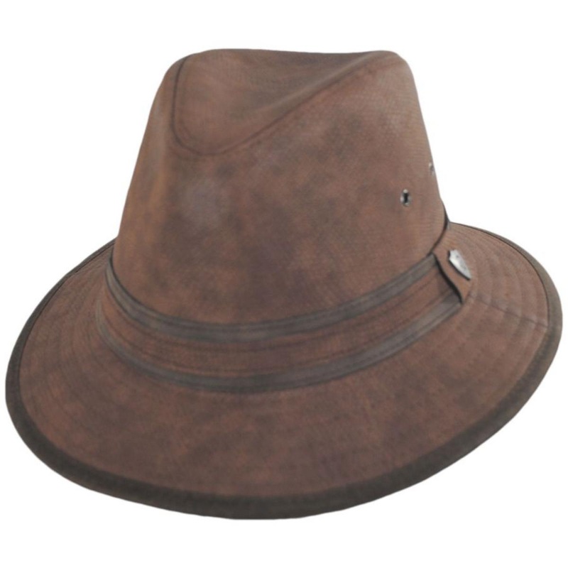 Cobra Vegan Leather Safari Fedora Hat BROWN M