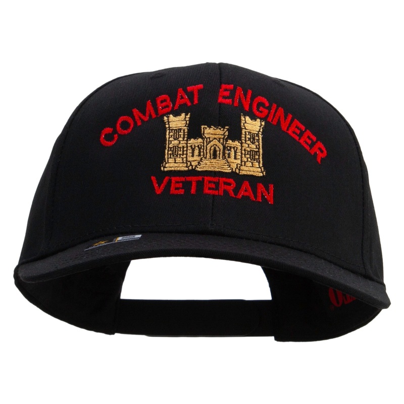 Combat Engineer Veteran Embroidered Solid Cotton Twill Pro Style Cap Black One Size