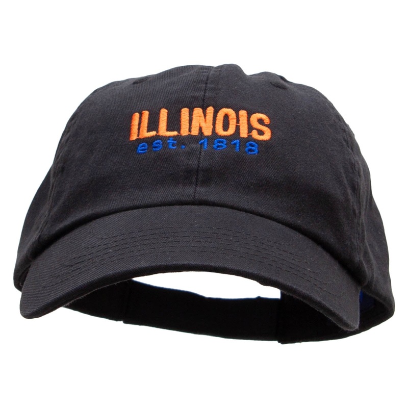 Illionois Year Established Low Profile Pet Spun Washed Cap Black One Size