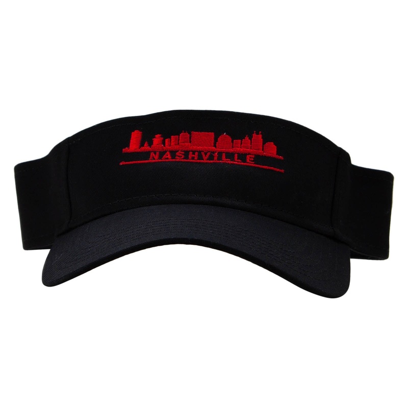 Nashville Skyline Embroidered Cotton Twill Sun Visor Black One Size