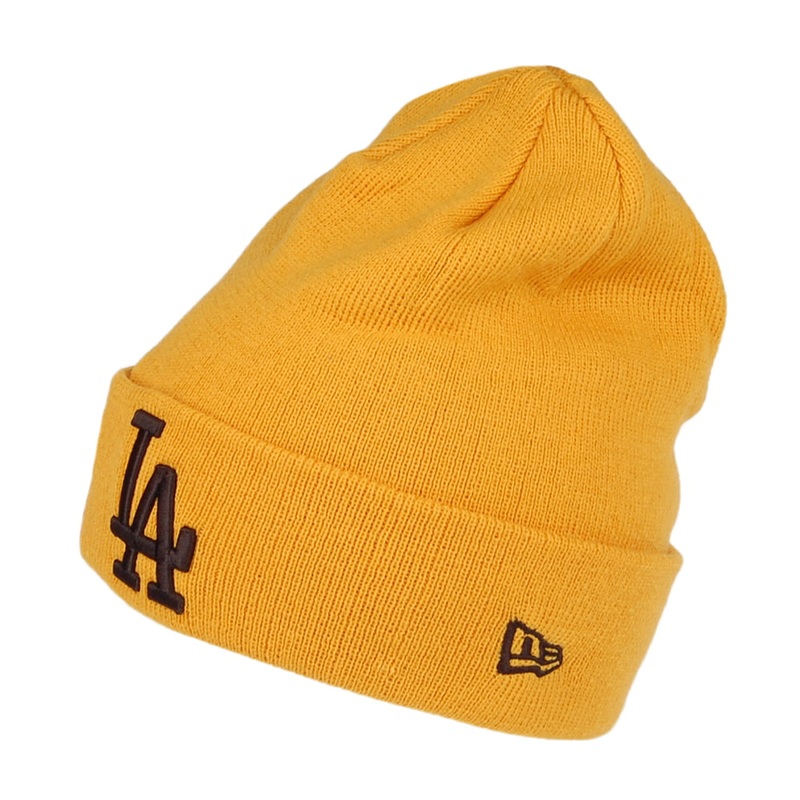 New Era L.A. Dodgers Cuff Knit Beanie Hat – MLB League Essential – Yellow-Black 1-Size