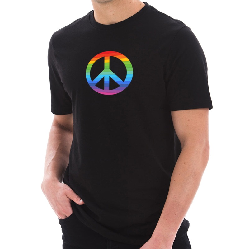 Peace Circle Sign Graphic Design Short Sleeve Cotton Jersey T-Shirt Black XS