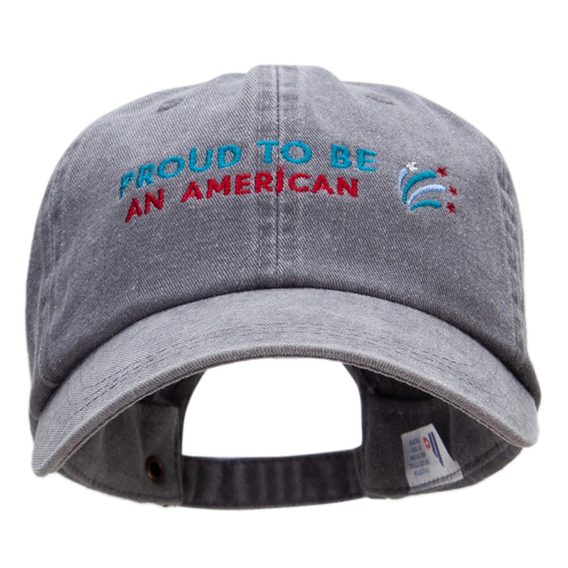 Proud America Embroidered Dyed Wash Cap Grey One Size