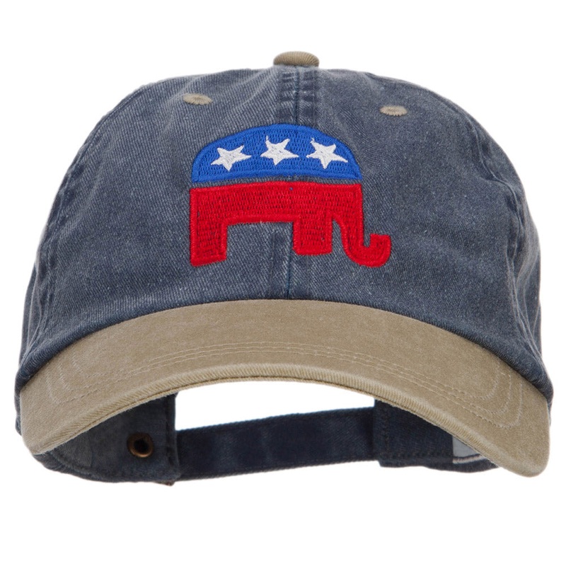 Republican Elephant USA Embroidered Two Tone Cap Navy Khaki One Size