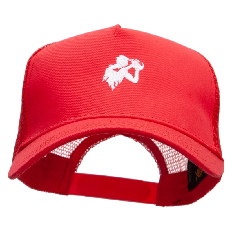 Rugby Player Five Panels Pro Style Trucker Mesh Cap Red One Size