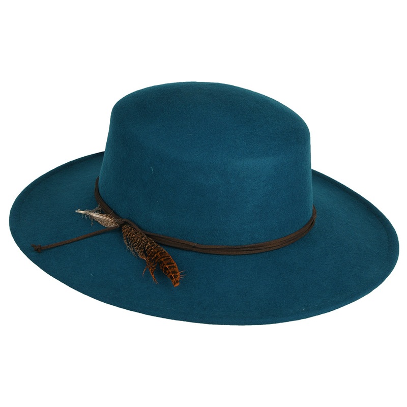Scala Hats Dunia Wool Felt Boater Hat – Teal 1-Size