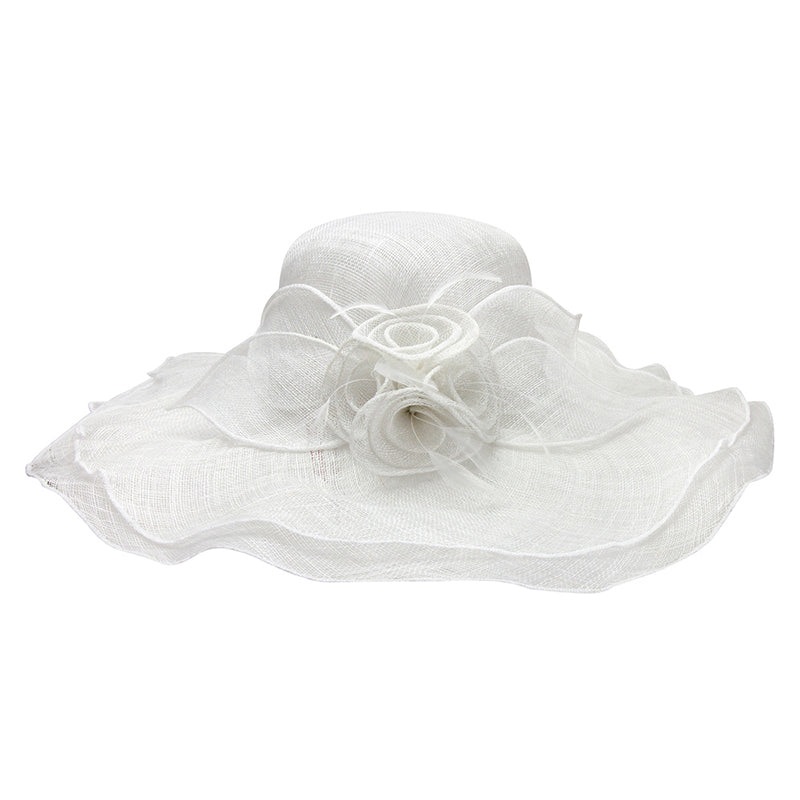 Sinamay Derby Hat with Four Roses Lime