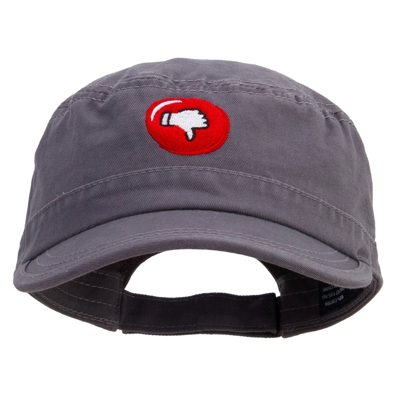 Thumbs Down Emoji Embroidered Enzyme Regular Solid Army Caps Grey One Size