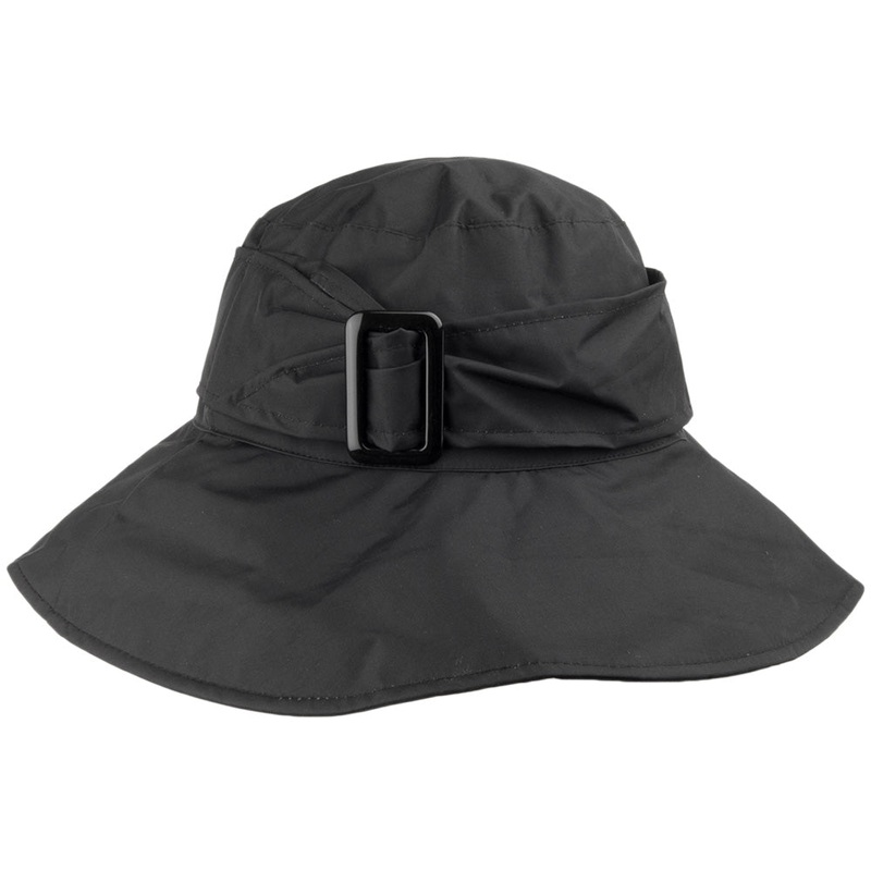 Whiteley Hats Water Resistant Rain Hat with Buckle – Black Adjustable