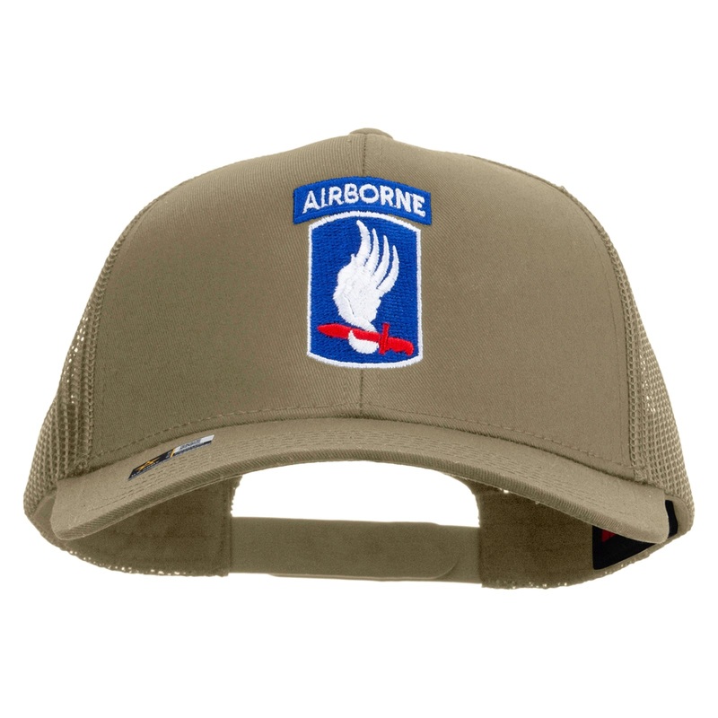 173rd Airborne Brigade Combat Team Embroidered Solid Cotton Twill Mesh Prostyle Cap Khaki One Size