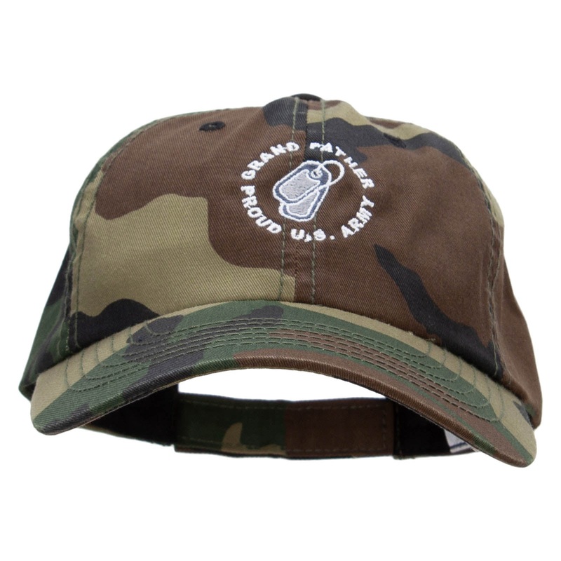 Army Grandfather Embroidered Enzyme Washed Camo Cap Camo One Size