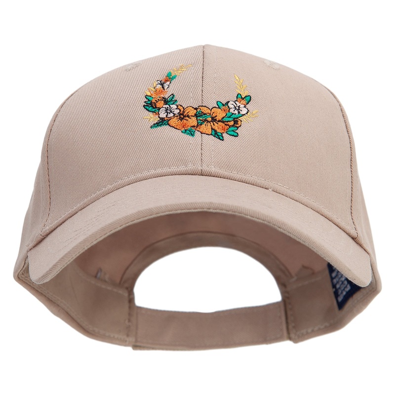 Autumn Flowers Embroidered Low Profile Structured  Cap Khaki One Size