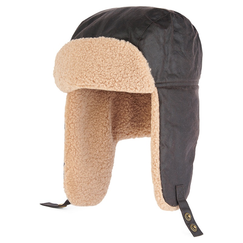 Barbour Hats Morar Waxed Cotton Trapper Hat – Brown S