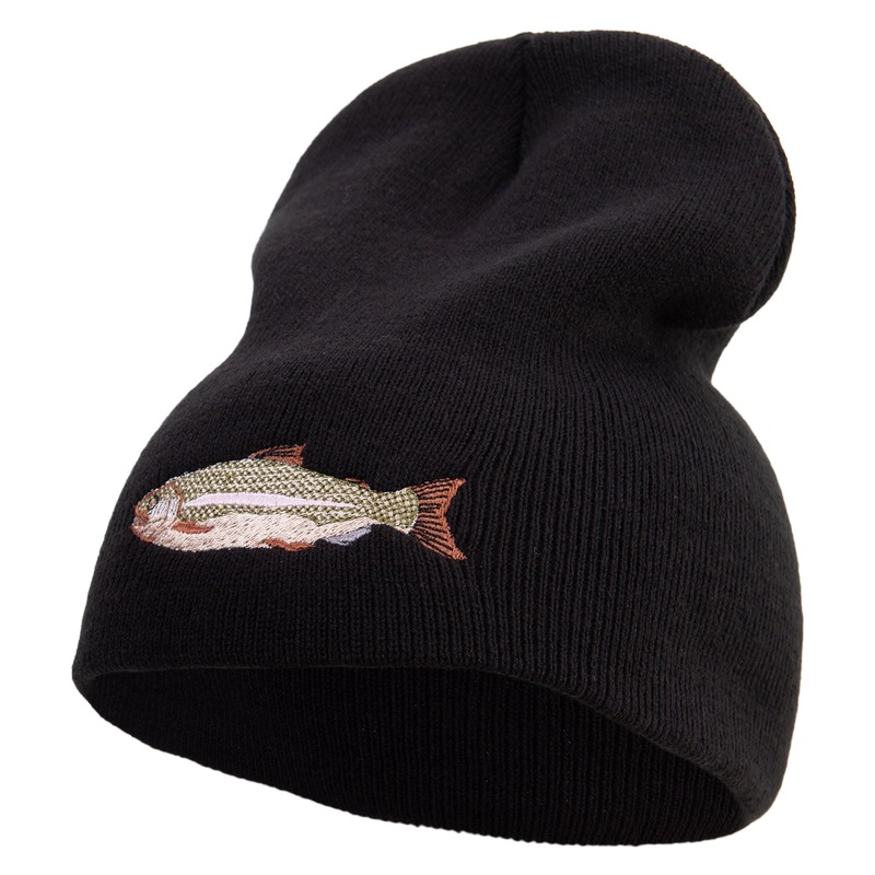 Bass Embroidered 8 inch Acrylic Short Beanie Black One Size