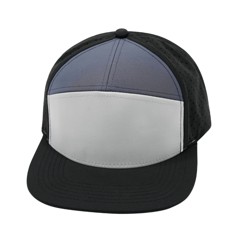 Blank – 7 Panel – Black / Gray / Charcoal (Unisex) – Laser Mesh