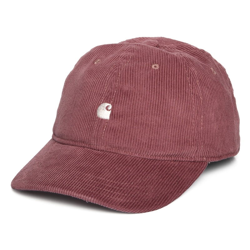 Carhartt WIP Hats Harlem Corduroy Baseball Cap – Dusky Pink-White Adjustable