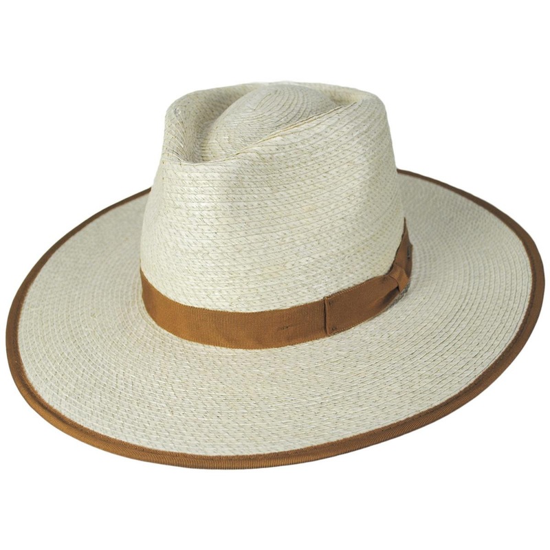 Jo Palm Straw Rancher Fedora Hat NATURAL/TAN XS