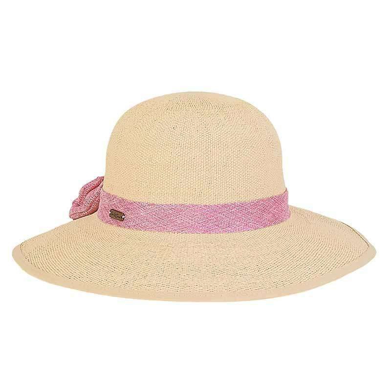 Maeve Woven Bangkok Toyo Split Brim Sun Hat – Sun ‘N’ Sand Hats Natural/Pink Medium (57 cm)