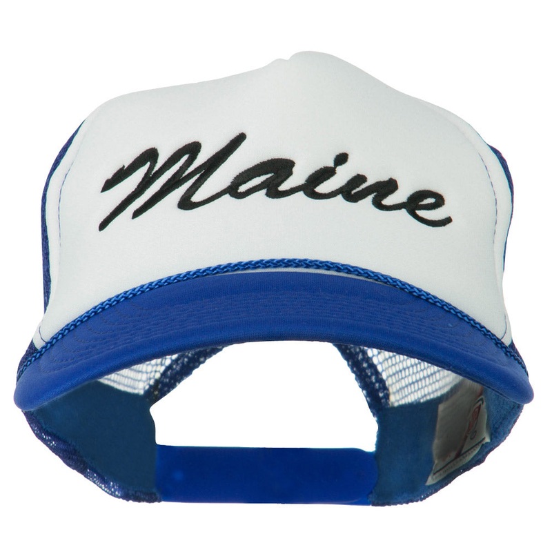 Maine State Embroidered Mesh Cap Royal White One Size