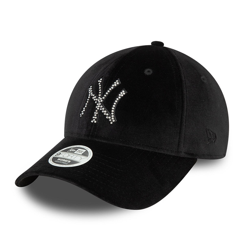 New Era Womens 9FORTY New York Yankees Baseball Cap – MLB Velour Diamante – Black Adjustable