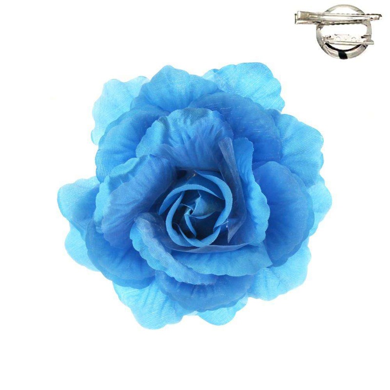 Silk Flower Fascinator-Brooch Blue