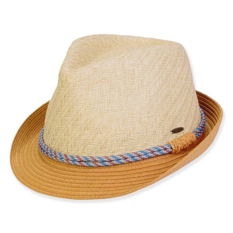 Small Size Two Tone Fedora Hat – Sunny Dayz Natural Small (54 cm)