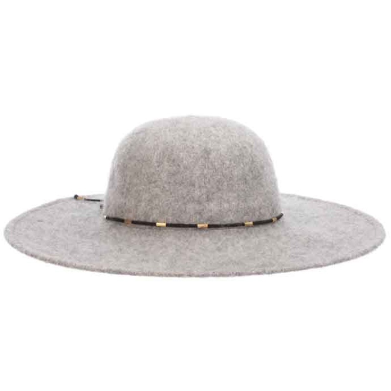 Soft Boiled Wool Floppy Hat with Beaded Tie – Scala Hats Grey OS