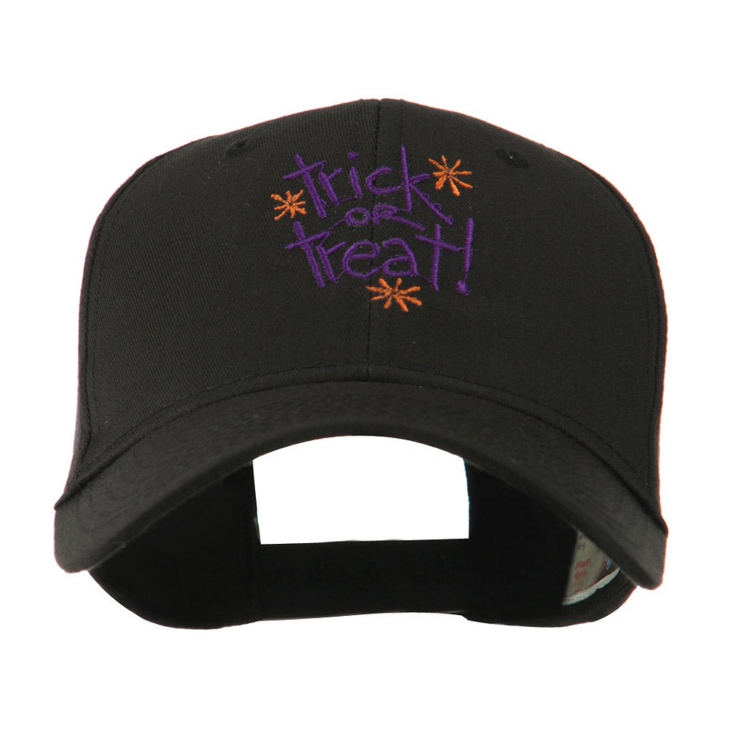 Trick or Treat with Stars Embroidered Cap Black One Size
