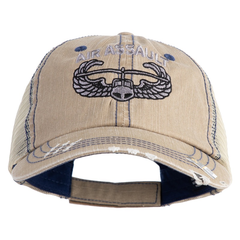 U.S. Army Air Assualt Badge Embroidered Low Profile Special Cotton Mesh Cap Khaki One Size