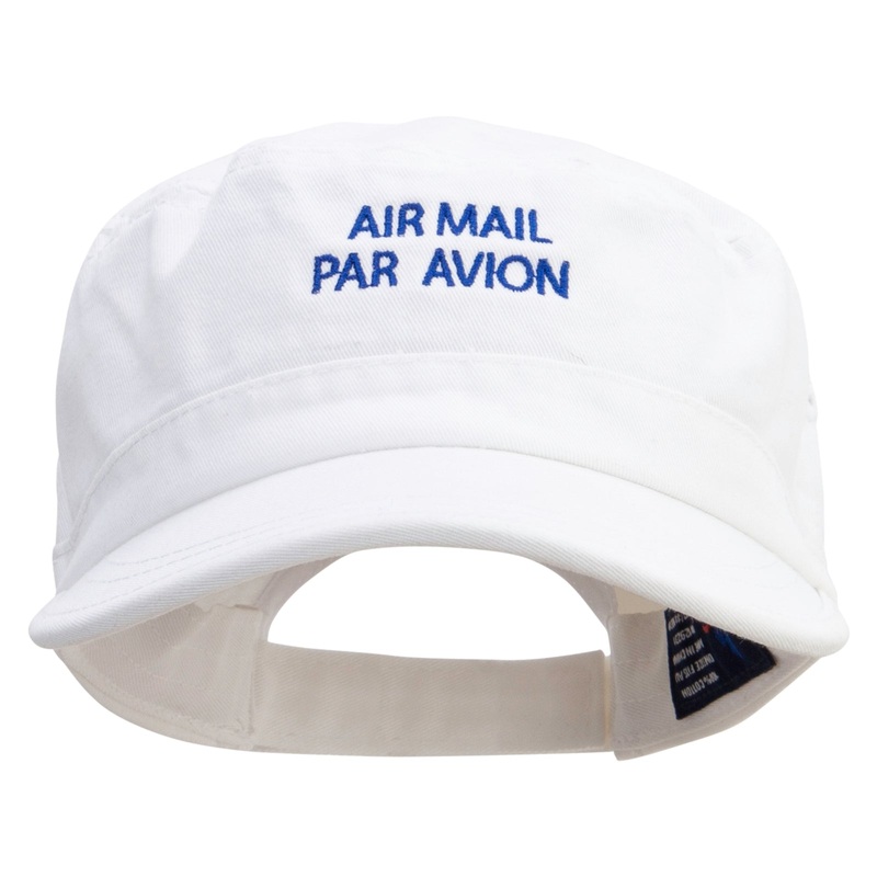 Air Mail Paravion Embroidered Garment Washed Adjustable Army Cap White One Size