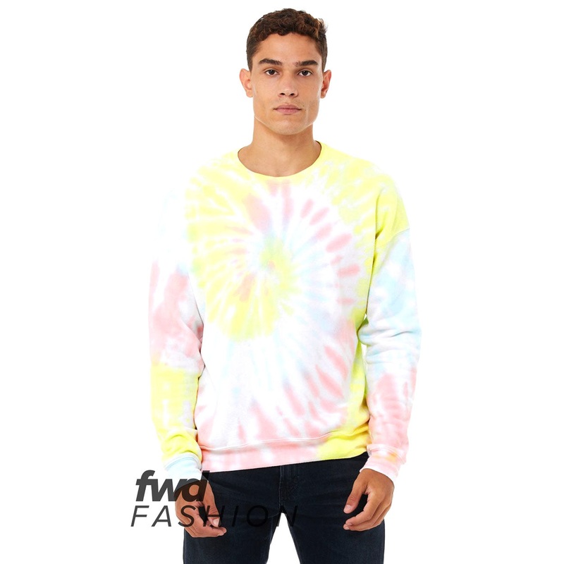 BELLA+CANVAS 3945RD Unisex FWD Fashion Tie-Dyed Crewneck Sweatshirt Rainbow S