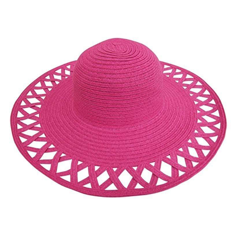 Cutout Brim Straw Summer Hat, Fuchsia – Boardwalk Style Fuchsia Medium (57 cm)