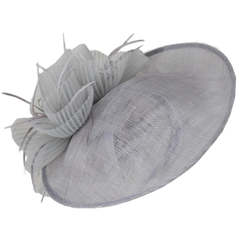 Fruncido Sinamay Straw Fascinator Hat GREY ONE SIZE FITS MOST