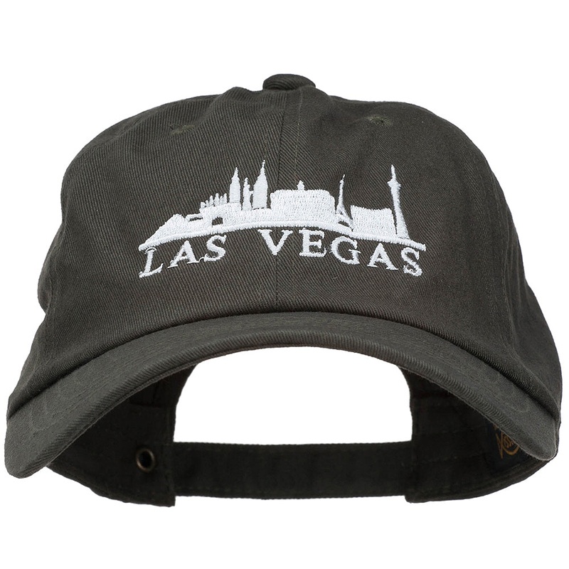 Las Vegas Skyline Embroidered Washed Cap Olive One Size