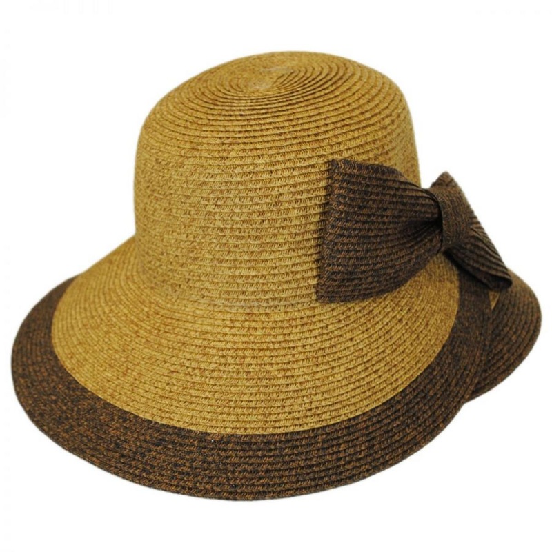 Overlap Brim and Bow Toyo Straw Sun Hat TOAST/BROWN ONE SIZE FITS MOST