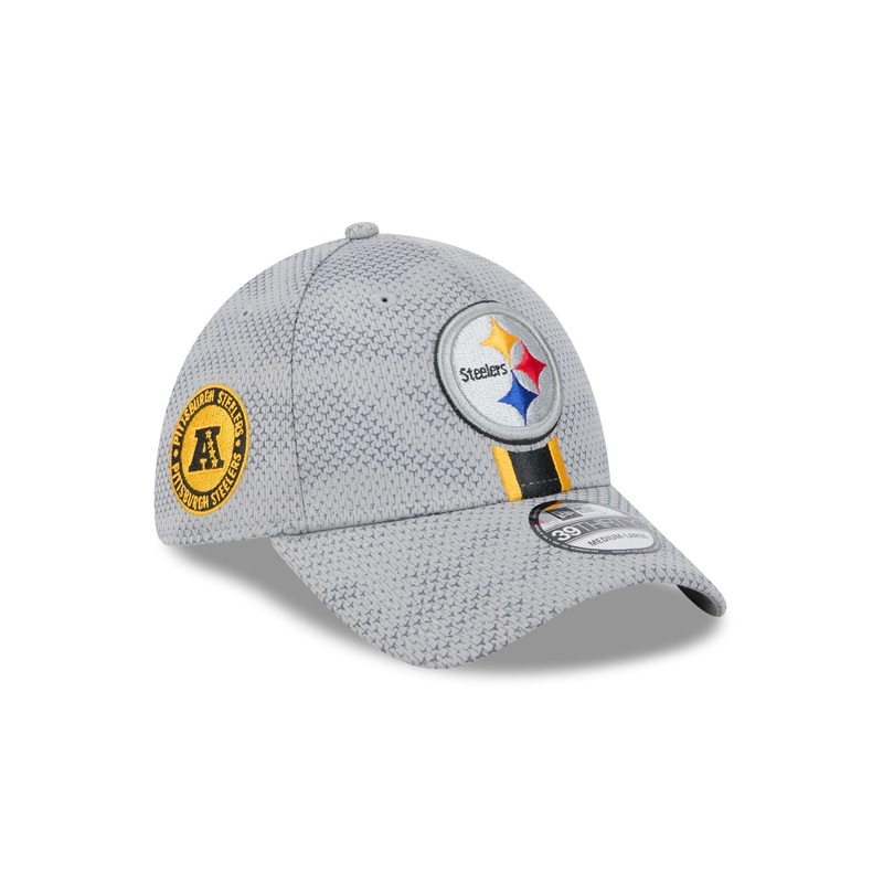 Pittsburgh Steelers 2024 Sideline Gray 39THIRTY Stretch Fit Hat S/M
