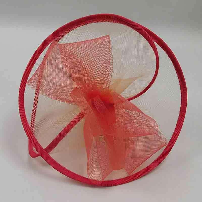Ribbon Trimmed Layered Fascinator Coral