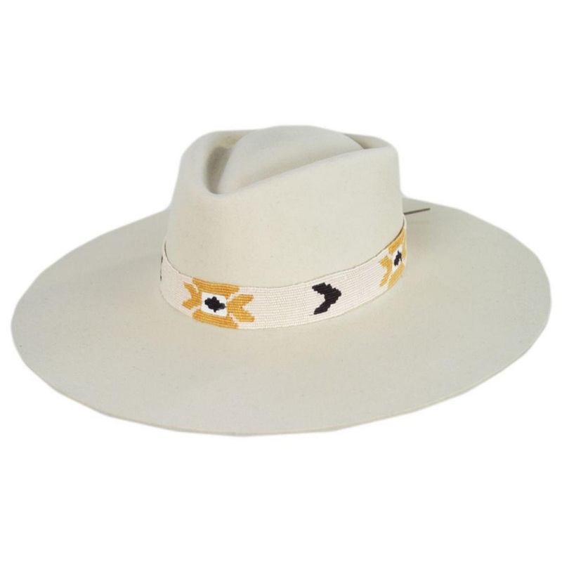 Sol Wide Brim Wool Felt Fedora Hat BONE S