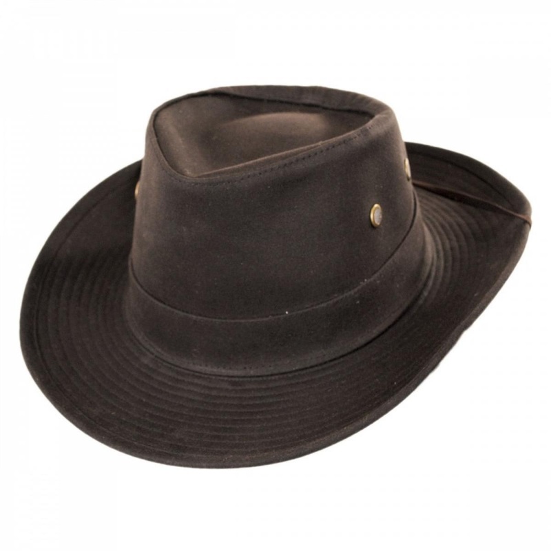 The McKenzie Waxed Cotton Outback Hat BROWN S