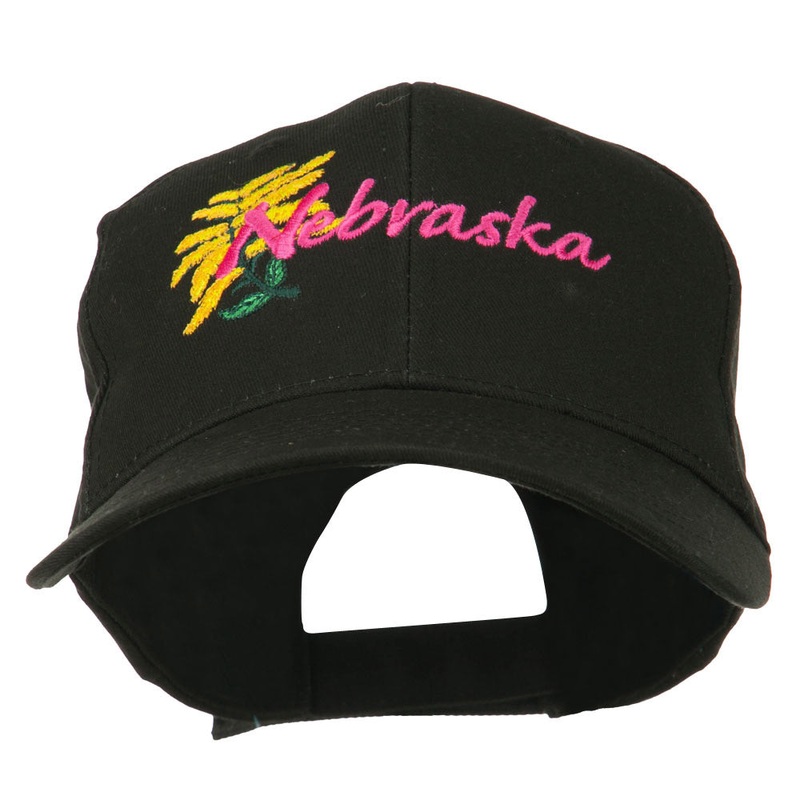 USA State Nebraska Goldenrod Embroidered Low Profile Cap Black One Size