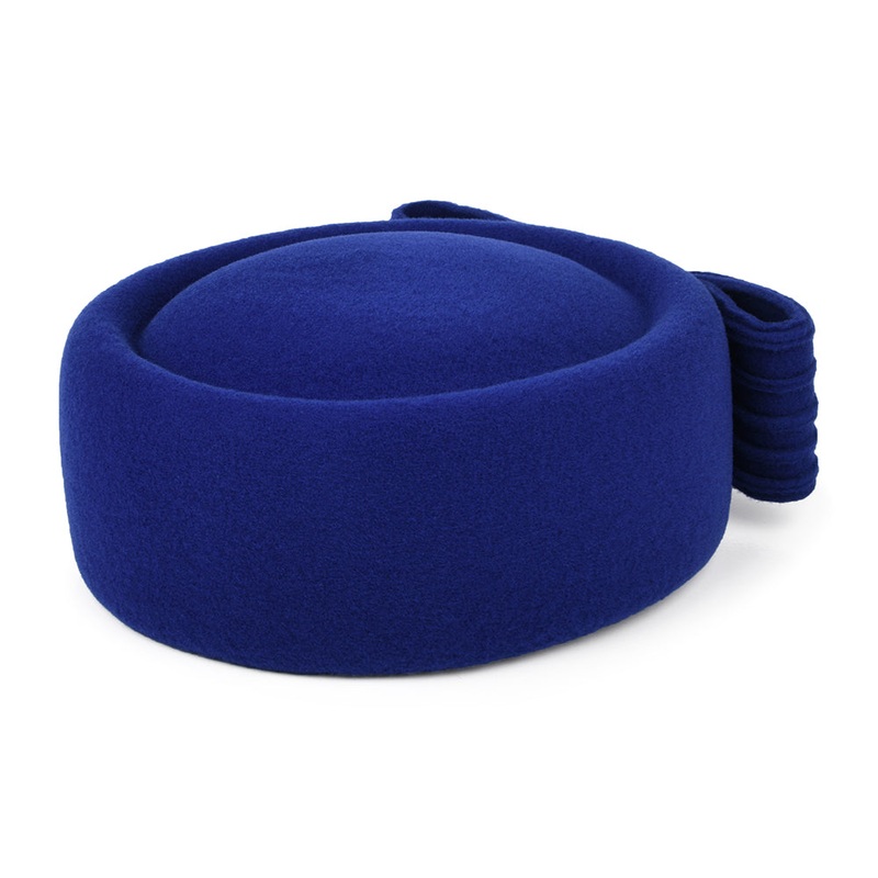 Whiteley Hats Jackie O Loop Bow Wool Pillbox Hat – Royal Blue 1-Size