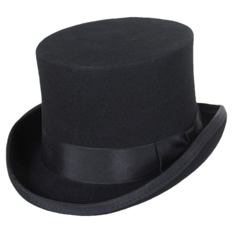 Wholesale Mid Crown Wool Felt Top Hat B2B Pre-Pack BLACK 1S-1M-2L-1XL-1XXL