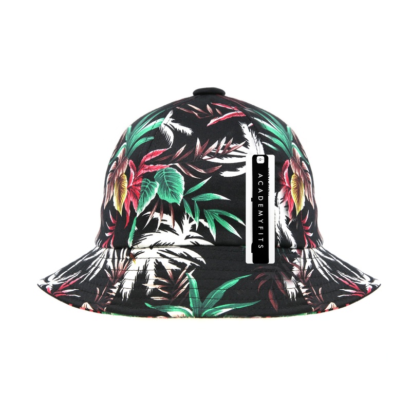 Academy Fits Bucket Bell Hat 5312 Tropical Black
