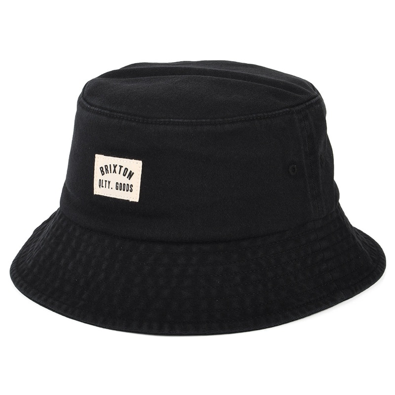 Brixton Hats Woodburn Washed Packable Bucket Hat – Black Small/Medium