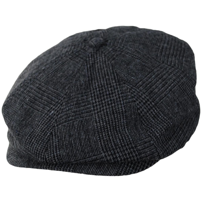 Brood Wool Blend Glen Plaid Newsboy Cap – Charcoal CHARCOAL S