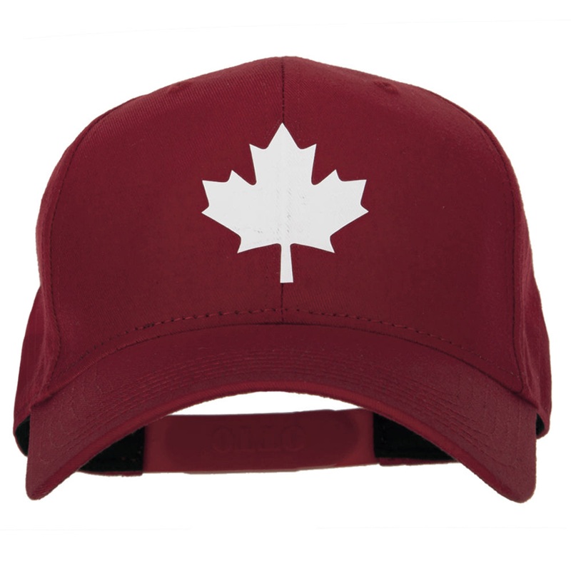 Canada Maple Leaf Symbol Logo Heat Transfer Solid Cotton Pro Style Cap Maroon One Size