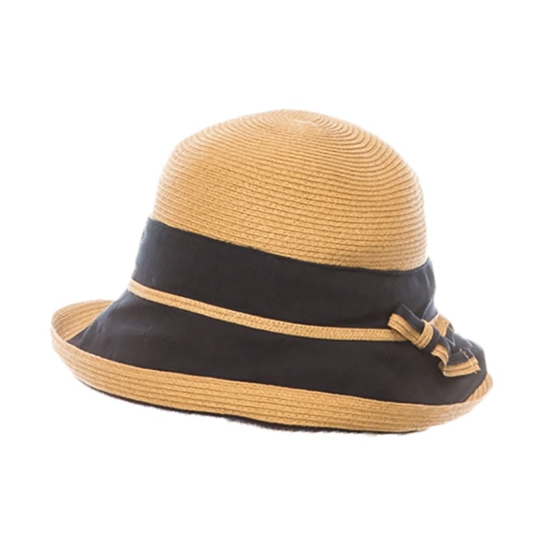 Chic Summer Cloche Hat with Ramie Brim – Boardwalk Style Hats Black Medium (57 cm)