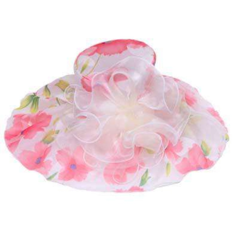 Floral Organza Kentucky Derby Hat Peach