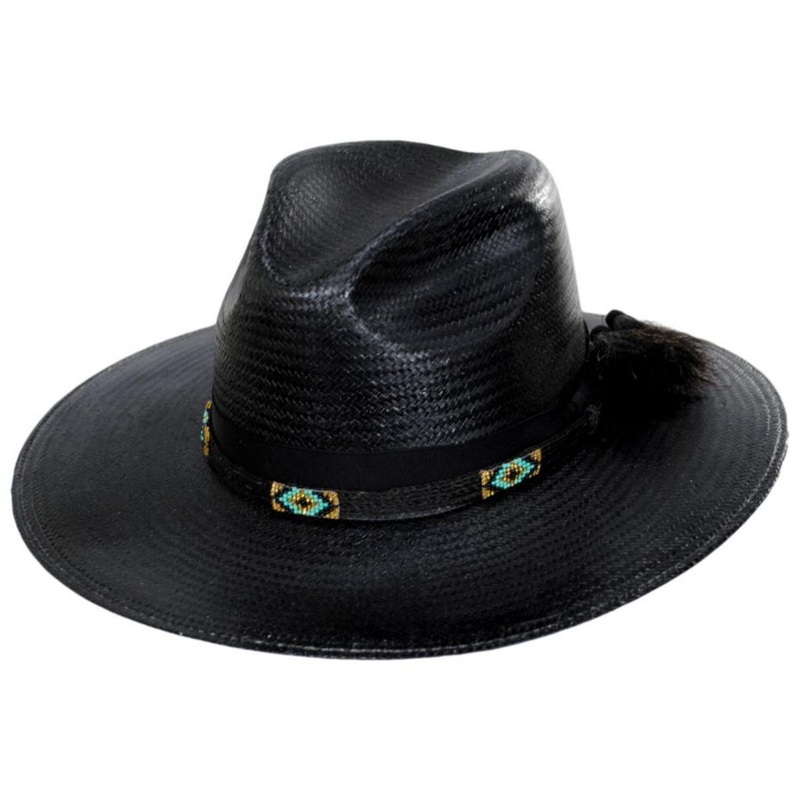 Helix Shantung Straw Fedora Hat BLACK S
