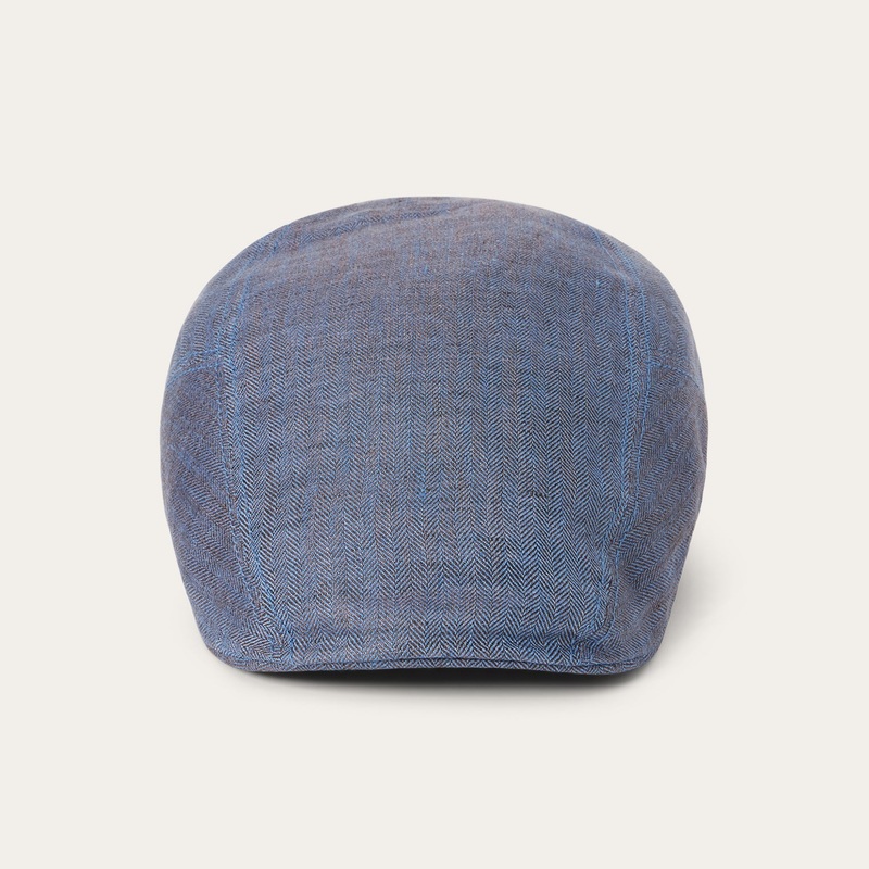 Herringbone Linen Ivy Cap Blue Herringbone S
